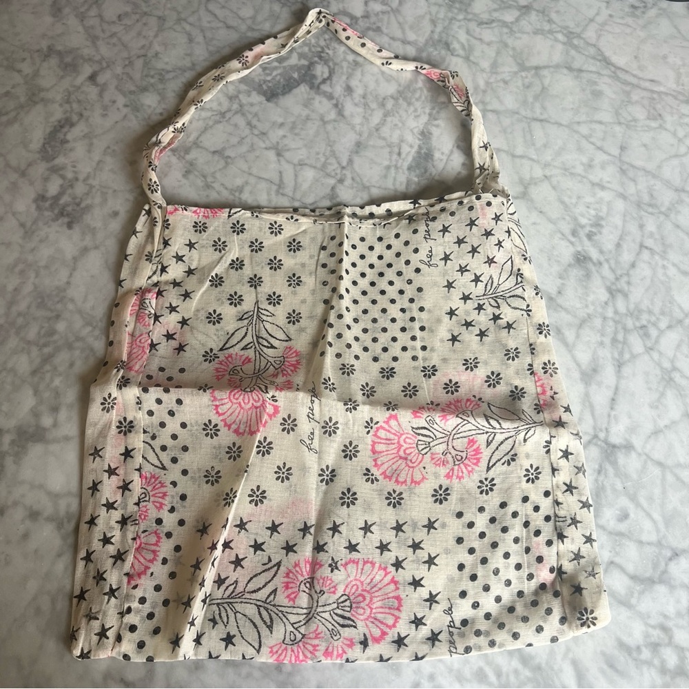 Free People Floral Star & Dot Reusable Gauze Hobo Shopping tote